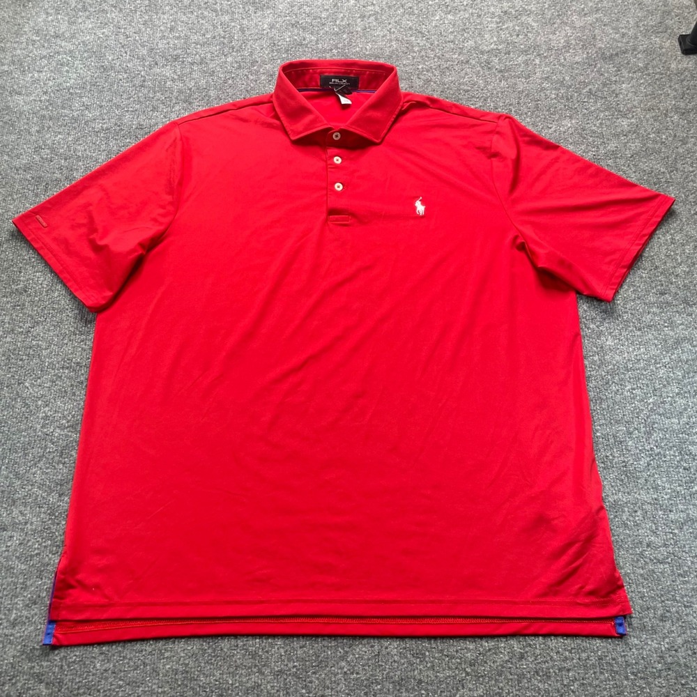 RLX Ralph Lauren Polo Shirt Mens XL Red Performance Short Sleeve Golf Pony Logo